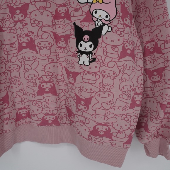 Hello Kitty and Friends Crewneck Sweatshirt Light Pink Large (12-14) AOP - Picture 5 of 11